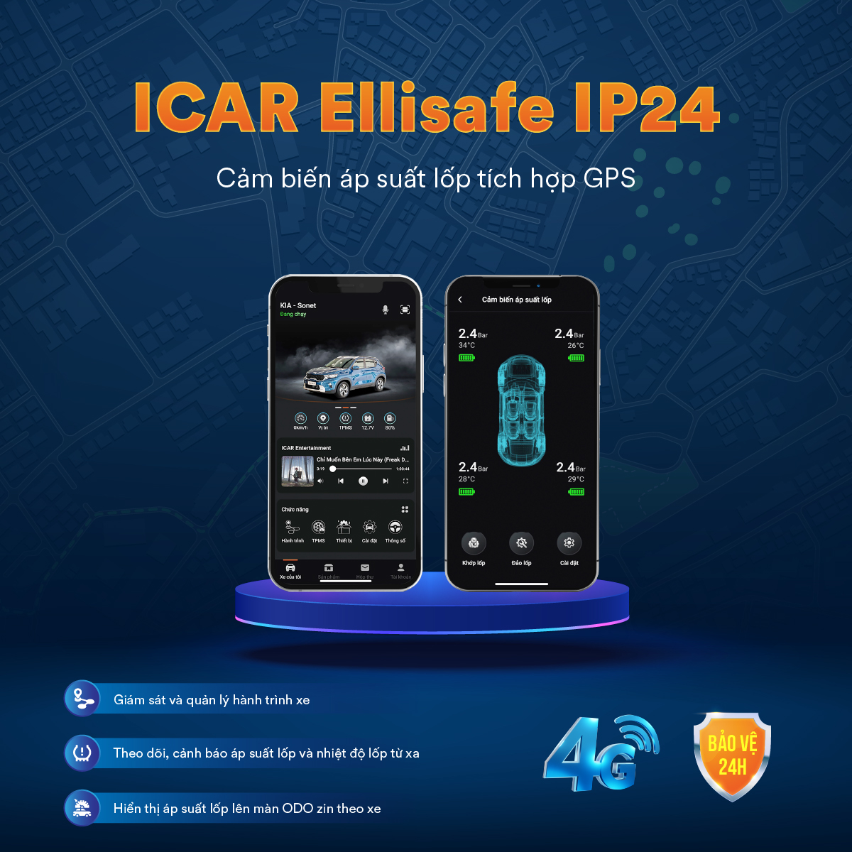 Cảm biến áp suất lốp ICAR Ellisafe IP24L dành cho mọi dòng xe